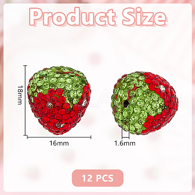 12Pcs Handmade Polymer Clay Rhinestone Beads CLAY-OC0001-07-1