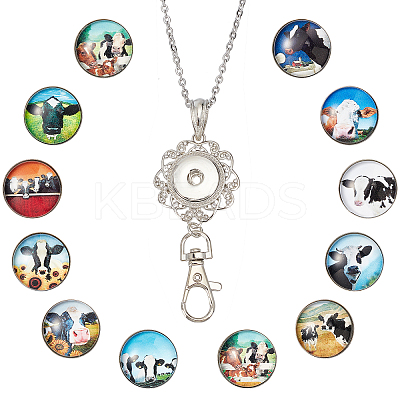 DIY Half Round Pendant Necklace Making Kits DIY-SC0019-99C-1