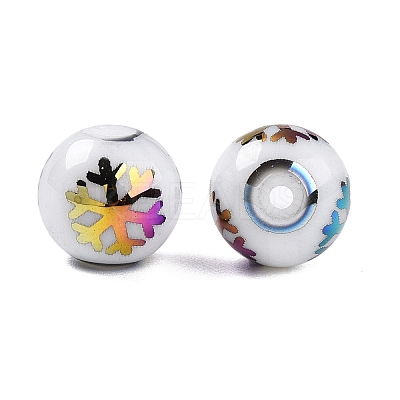 Christmas Opaque Glass Beads X-EGLA-R113-01D-1