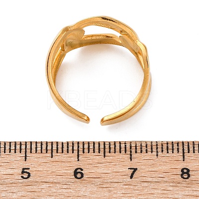 Oval 304 Stainless Steel Open Cuff Ring for Women LS-RJEW-Z083-03G-03-1