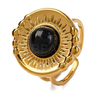 Natural Mixed Stone Finger Rings RJEW-Q822-28G-1