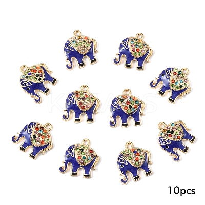 10Pcs Alloy Colorful Rhinestone and Enamel Pendants ENAM-YW0006-14B-1