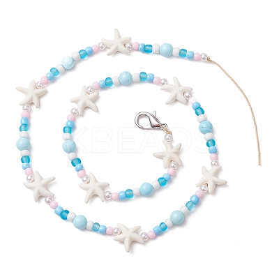 Synthetic Turquoise & Glass Seed Beaded Pendant Decorations HJEW-JM03182-03-1