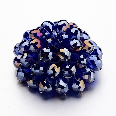 Faceted Glass Flower Big Pendants GLAA-I032-01-1