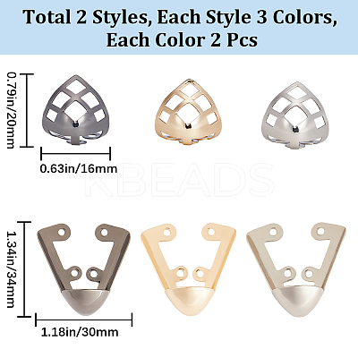 12Pcs 6 Styles Iron & Alloy Toe Cap Covers FIND-GF0005-12-1