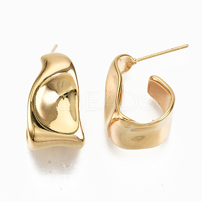 Brass Half Hoop Earrings X-KK-S356-149G-NF-1