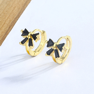 Bowknot Brass Cubic Zirconia Hoop Earrings FS-WGFE704-04-1
