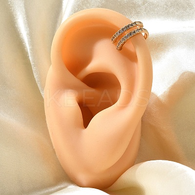 Brass Clear Cubic Zirconia Cuff Earrings EJEW-Q025-03A-G-1