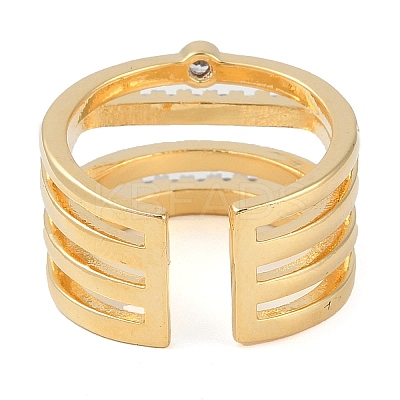 Brass Micro Pave Clear Cubic Zirconia Open Cuff Ring RJEW-Q819-03G-1