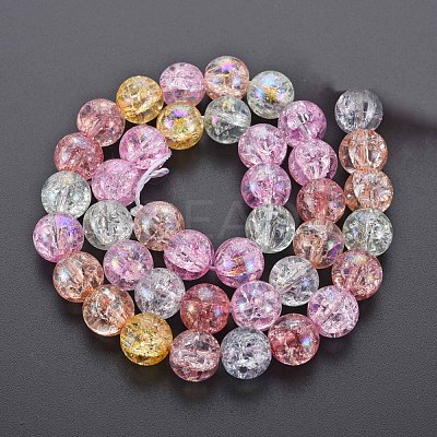 Electroplate Crackle Glass Bead Strands GLAA-S192-C-009B-1