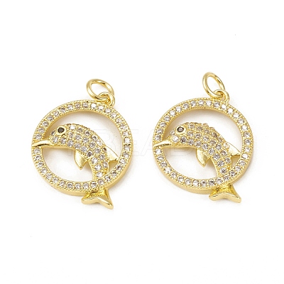 Brass Micro Pave Cubic Zirconia Pendants KK-E068-VB018-1