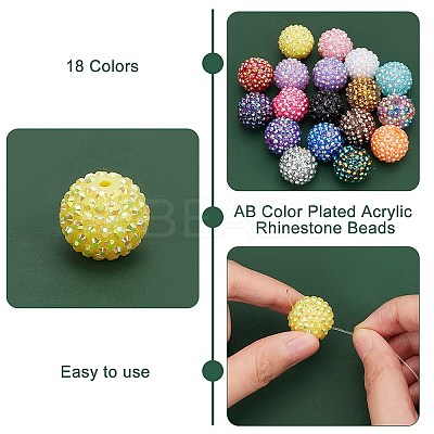 85pcs 17 style Resin Rhinestone Beads with Acrylic Round Beads Inside RESI-PH0002-11-1