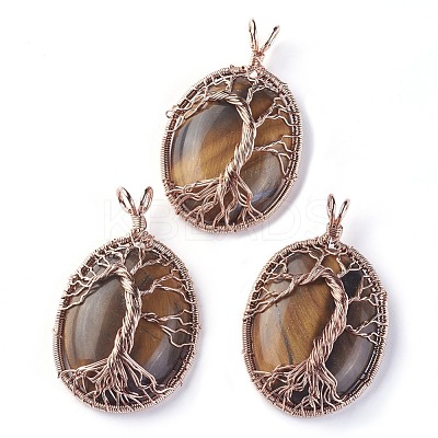 Natural Tiger Eye Big Pendants G-G771-C02-1