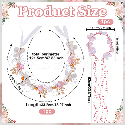 1Pc Imitation Pearl Ribbon Hair Bands OHAR-NB0001-33A-1