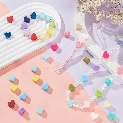 96Pcs 24 Colors Heart Food Grade Eco-Friendly Silicone Beads SIL-PH0001-30-1