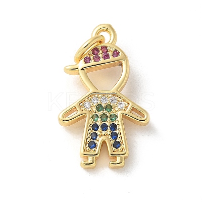 Brass Micro Pave Cubic Zirconia Pendants KK-P292-21E-G-1