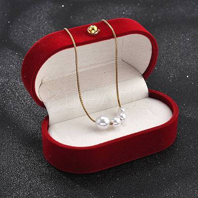 White Plastic Pearl Graduated Round Beads Pendant Necklaces NJEW-P320-21G-1