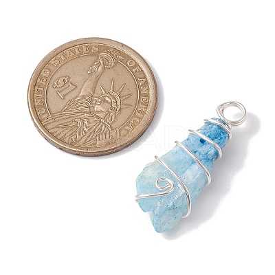 Electroplated Natural Quartz Crystal Copper Wire Wrapped Pendants PALLOY-JF02676-02-1