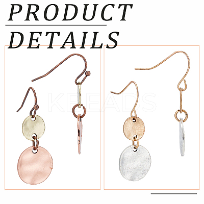 2 Pairs 2 Colors Retro Two Tone Alloy Flat Round Dangle Earrings for Women EJEW-AN0002-40-1