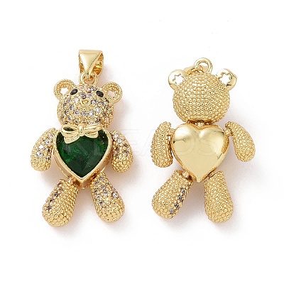 Brass Cubic Zirconia Pendants KK-G453-03G-1