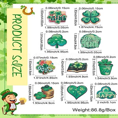 20Pcs 10 Styles Single Face Printed Clover Wood Big Pendants WOOD-CJ0001-80-1