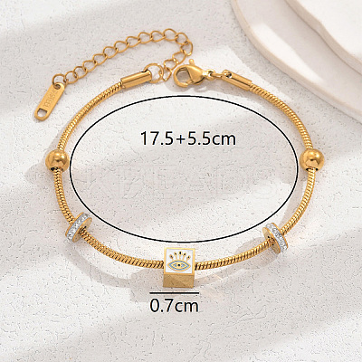 Vintage Luxurious Evil Eye Beaded Stainless Steel Bracelet Women Holiday Style QW9952-1-1