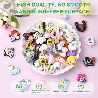 10Pcs Awareness Ribbon Silicone Focal Beads JX887A-1