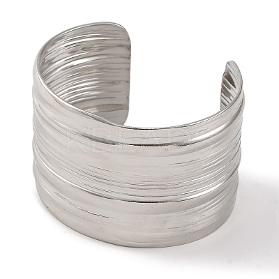 304 Stainless Steel Cuff Bangles for Women BJEW-D050-01S-1