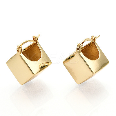 Brass Rhombus Thick Hoop Earrings for Women EJEW-F303-05G-1