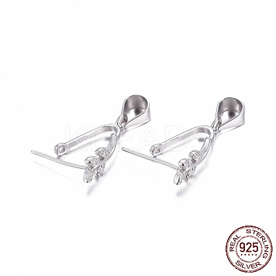 Anti-Tarnish Rhodium Plated 925 Sterling Silver Pendant Bails X-STER-L058-010P-1