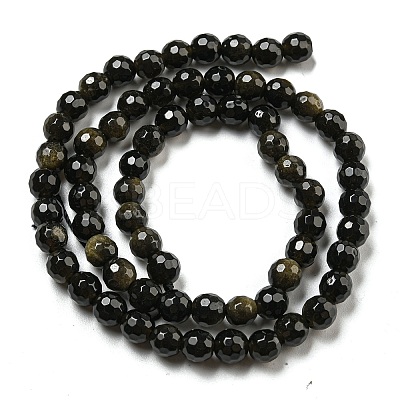 Natural Golden Sheen Obsidian Beads Strands G-E571-A01-01-1