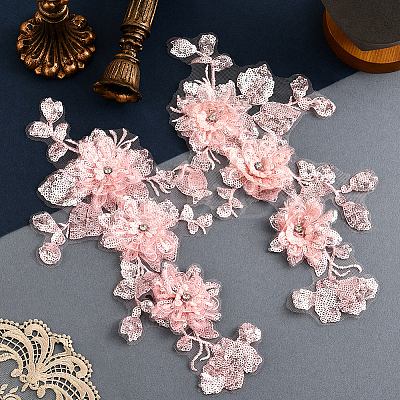 2Pcs 2 Styles Polyester Silk Lace Cloth Patches DIY-CY0002-01-1