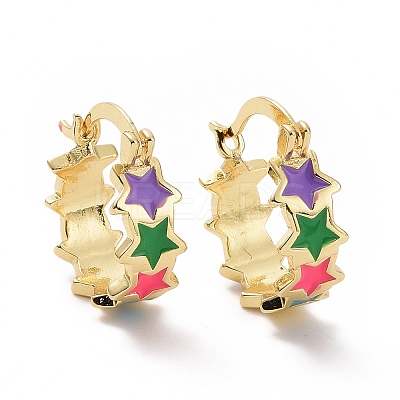 Colorful Enamel Star Wrap Hoop Earrings EJEW-I280-08G-1