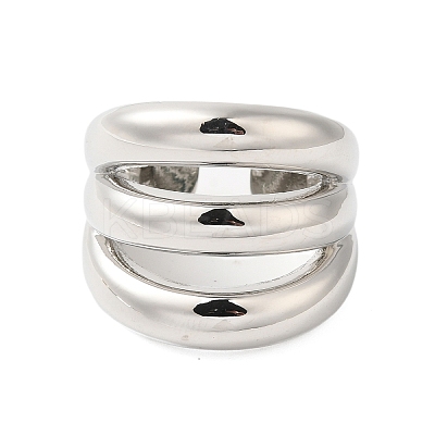 Three-layer Brass Open Cuff Rings for Women RJEW-A046-08P-1