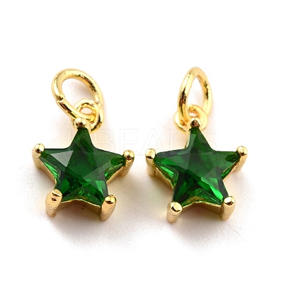 Brass Cubic Zirconia Charms KK-A156-05G-RS-1