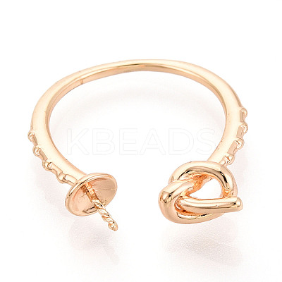Twist Knot Brass Cuff Ring Settings KK-T076-38G-1