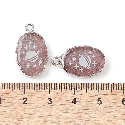 Natural Strawberry Quartz Oval Pendants G-C102-07P-04-1