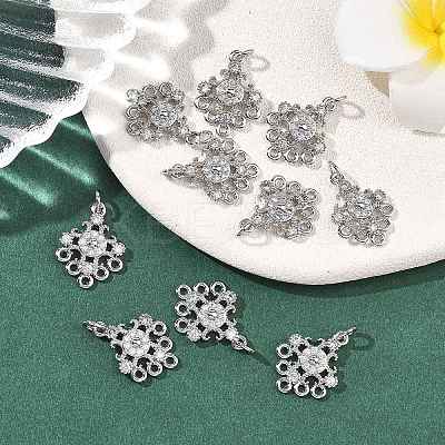 SHEGRACE Brass Pave Clear Cubic Zirconia Flower Chandelier Components Links XGRQ29316-393P-1