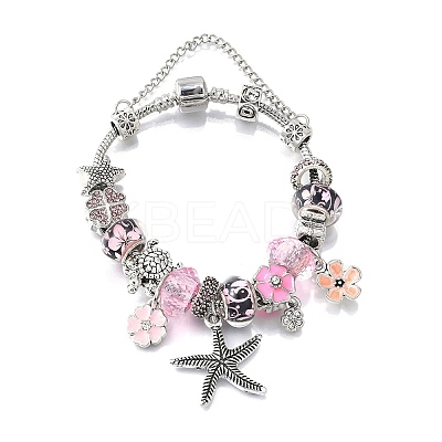 Alloy Enamel European Beads Charm Bracelets BJEW-F495-08P-1