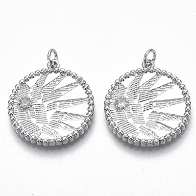 Brass Micro Pave Clear Cubic Zirconia Pendants KK-S356-008P-NF-1