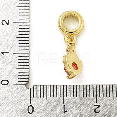 Rack Plating Brass Pave Cubic Zirconia Shield European Dangle Charms KK-Z067-44G-02-1