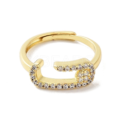 Rack Plating Brass Micro Pave Cubic Zirconia Adjustable Rings RJEW-D025-13G-1