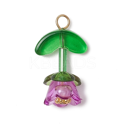Transparent Acrylic Bead Caps with Tibetan Style Alloy Daisy Spacer Beads and Spray Painted Transparent Glass Beads and ABS Plastic Imitation Pearl Beads Pendants PALLOY-JF03630-1