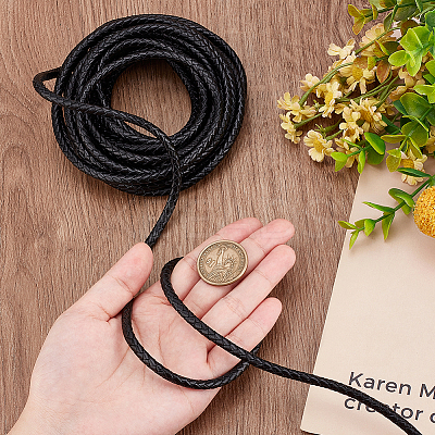 5M Braided Leather Cord with Core WL-BBC0001-01B-02-1
