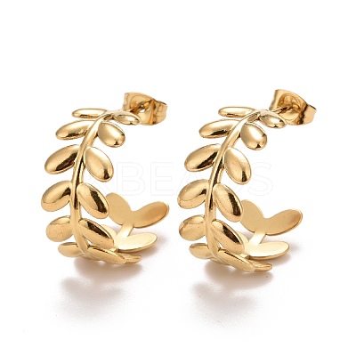 Ion Plating(IP) 304 Stainless Steel Stud Earrings for Women STAS-A057-13G-1
