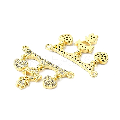 Rack Plating Brass Micro Pave Clear Cubic Zirconia Pendants KK-R157-12C-G-1
