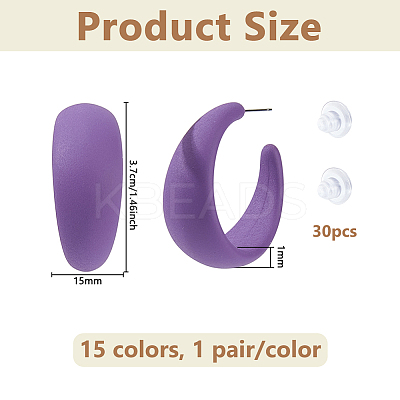15 Pairs 15 Colors Acrylic Stud Earrings EJEW-DC0001-50-1