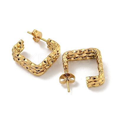 202 Stainless Steel Square Multi Layered Stud Earrings EJEW-H003-12G-1