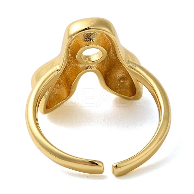 Initials Brass Open Cuff Ring for Women RJEW-N046-02A-G-1