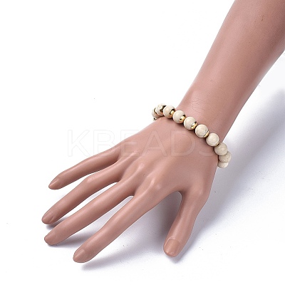 Natural Fossil Beads Stretch Bracelets BJEW-JB04178-1